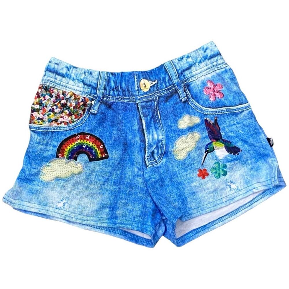 Terez Girl's  Printed Denim Look French Terry Short NEW, Size XL